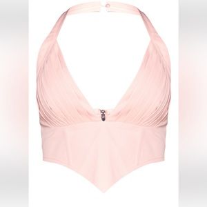 PLT Pink Cargo Pleated Bust Plunge Crop Top SIZE 4US (8UK)